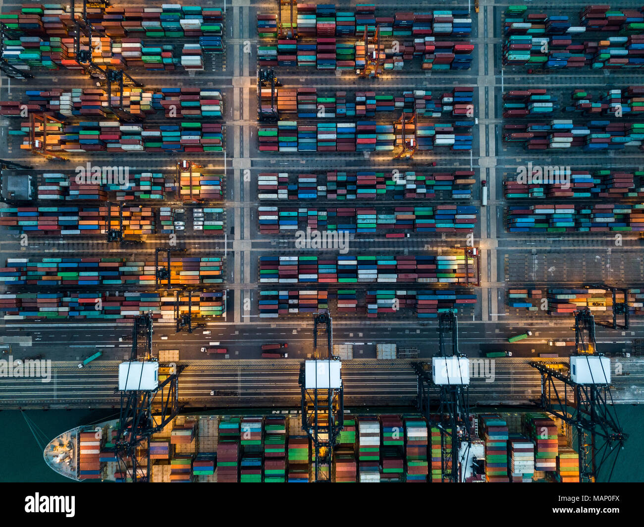 Kwai Tsing Container Terminals from drone view Stock Photo