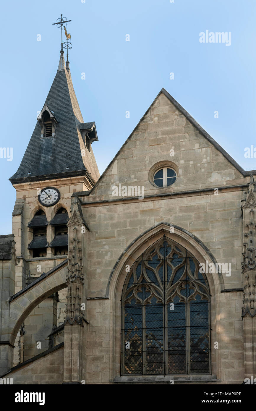 RUE MOUFFETARD, PARIS, FRANCE:  Exterior view of St-Medard Church Stock Photo