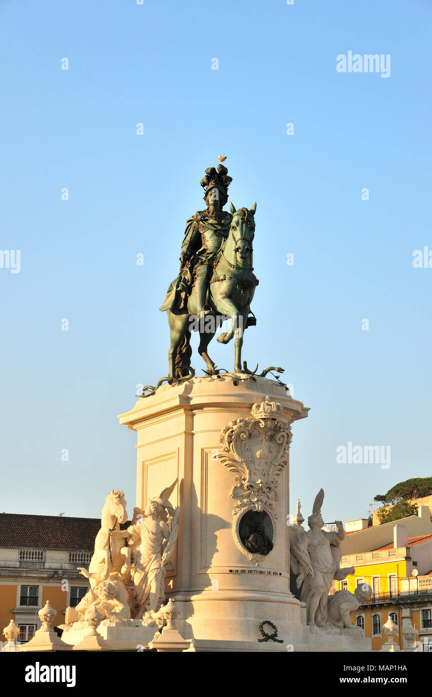 King Dom José I equestrian statue. Terreiro do Paço, Lisbon , Portugal Stock Photo