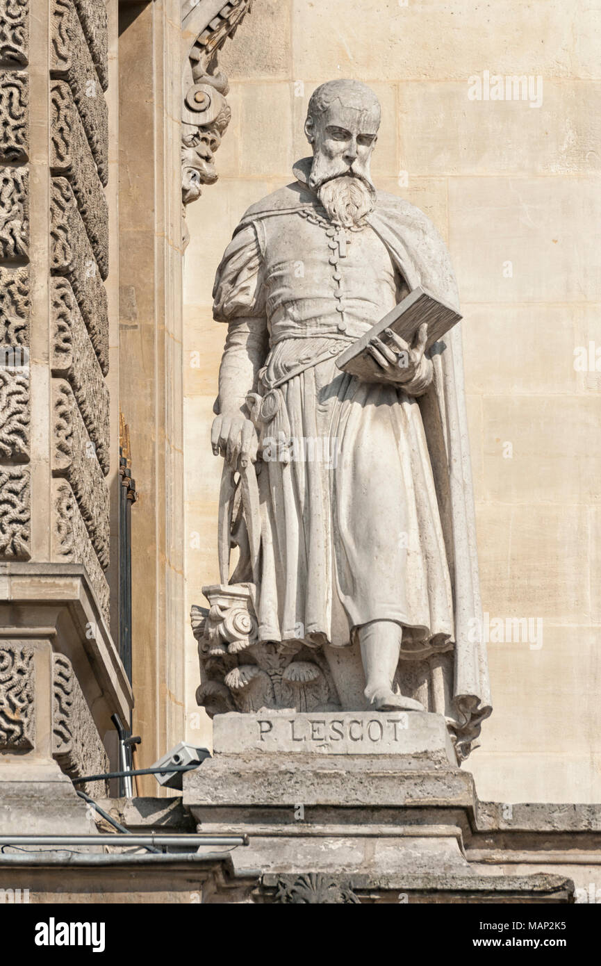 Statue of  French Architect Pierre Lescot (1515-1578) by Henry Triqueti Stock Photo