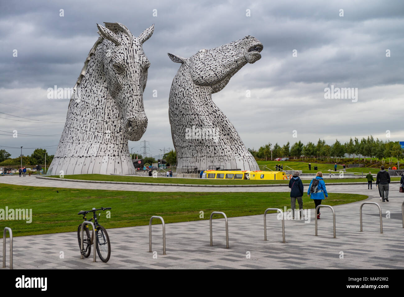 The Kelpies sculptures at Helix Park, Falkirk, Scotland, UK Stock Photo
