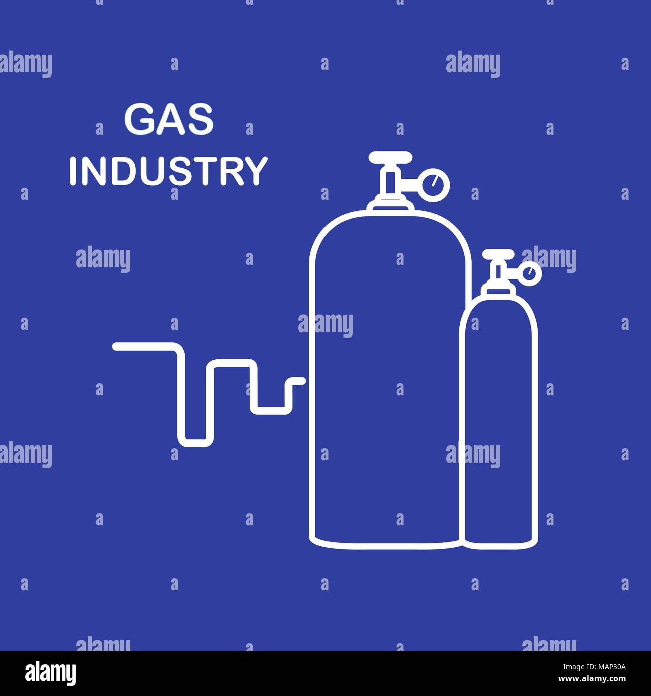 Gas cylinders. Gas industry. Design for poster or print Stock Vector