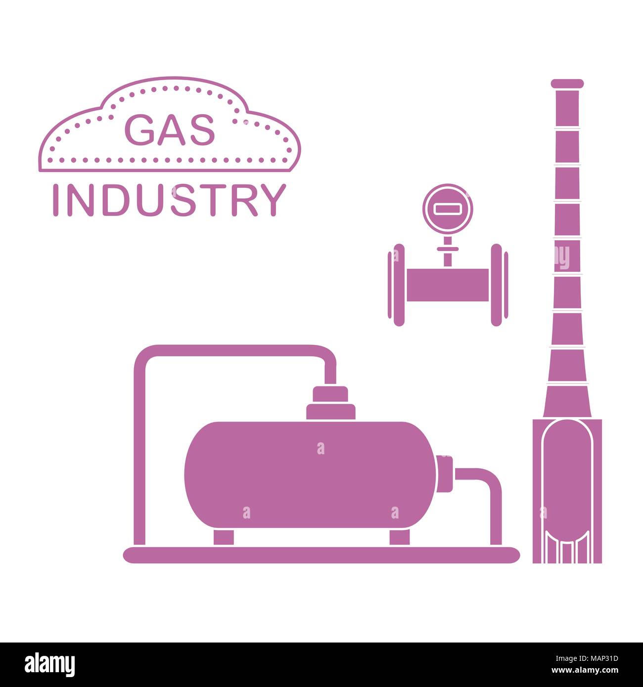 Gas processing plant. Industrial gas meter. Design for announcement
