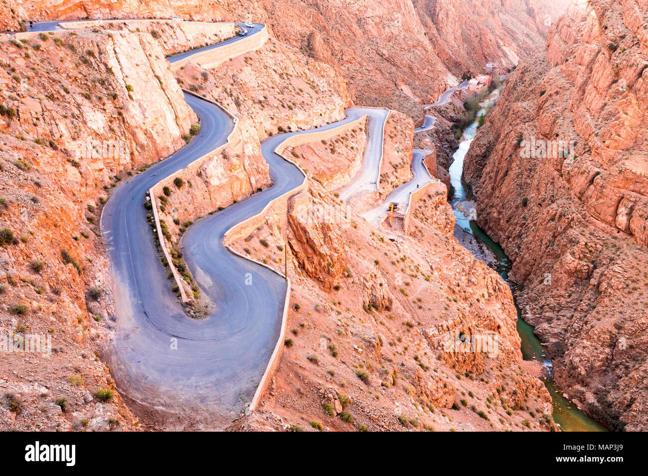 Dades Gorge is a beautiful road between the Atlas Mountains in Morocco Stock Photo