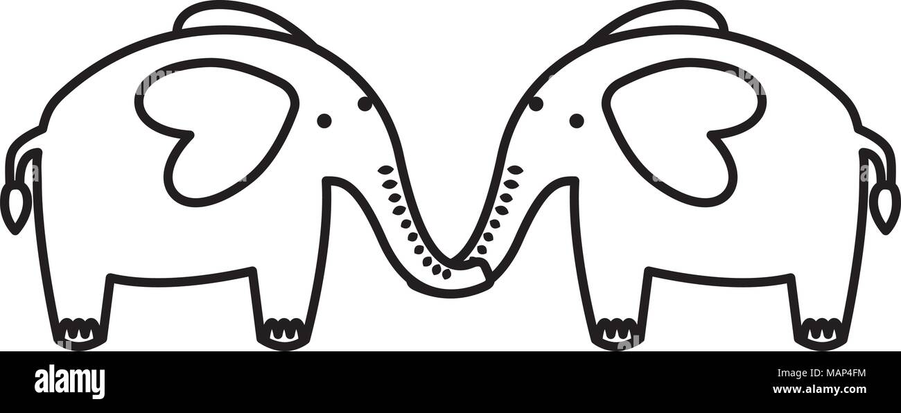 two elephants lovely animals image vector illustration Stock Vector ...