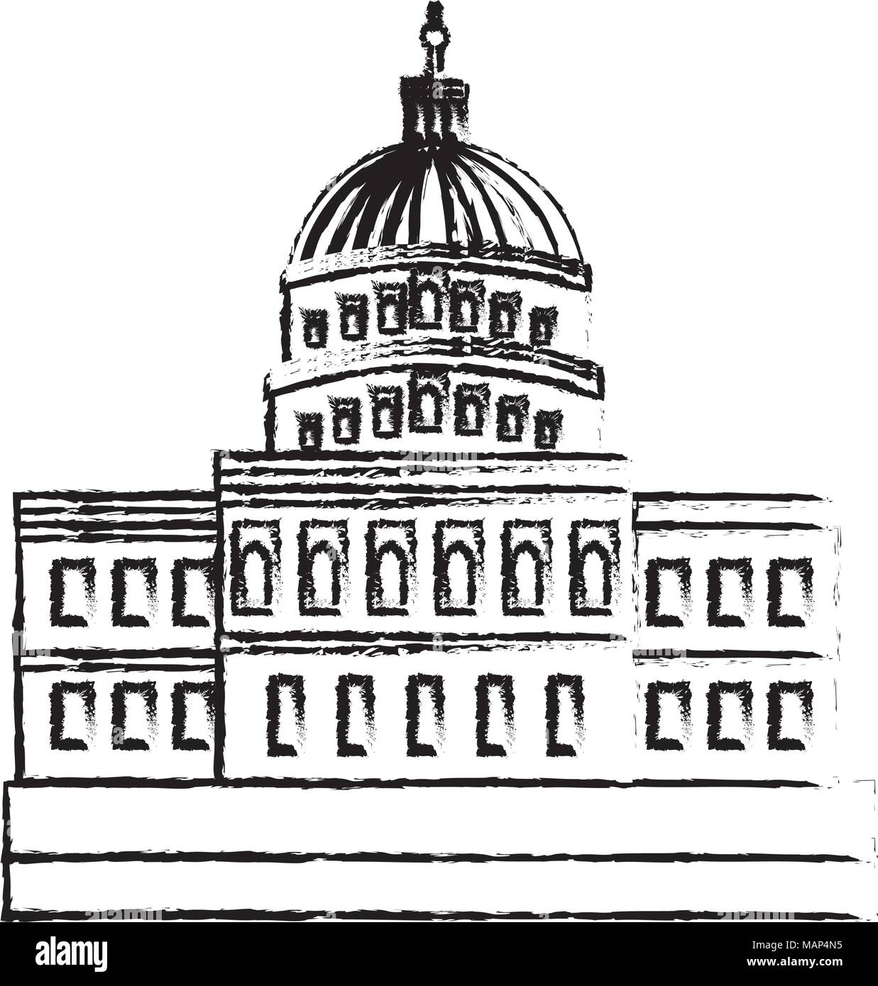 United States Capitol Drawing - United States Capitol Building In Washington Dc Vector Illustration MAP4N5
