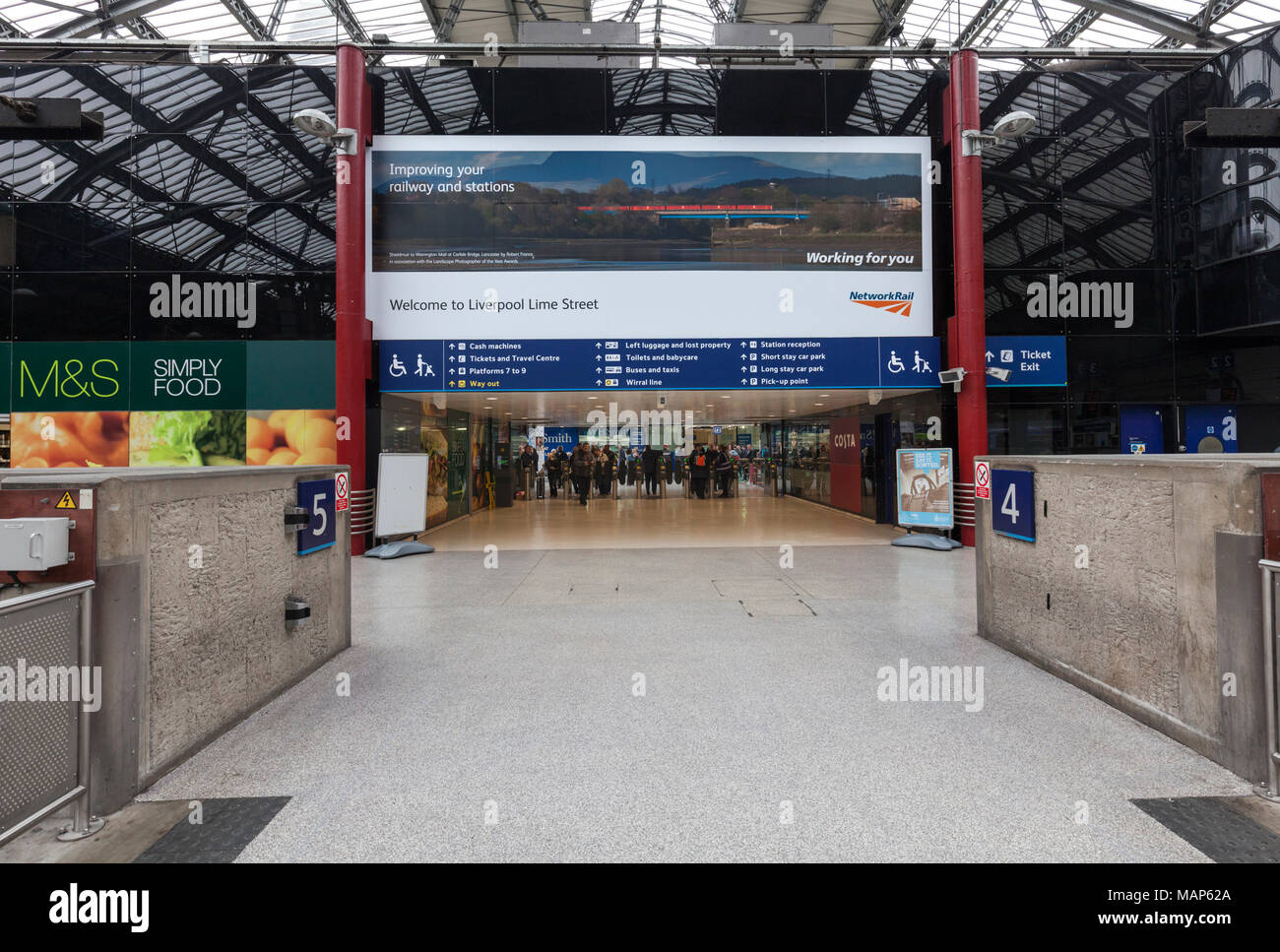 14/04/2017 Liverpool Lime Street station, railway poster promoting Network rail at the entrance to the concourse Stock Photo