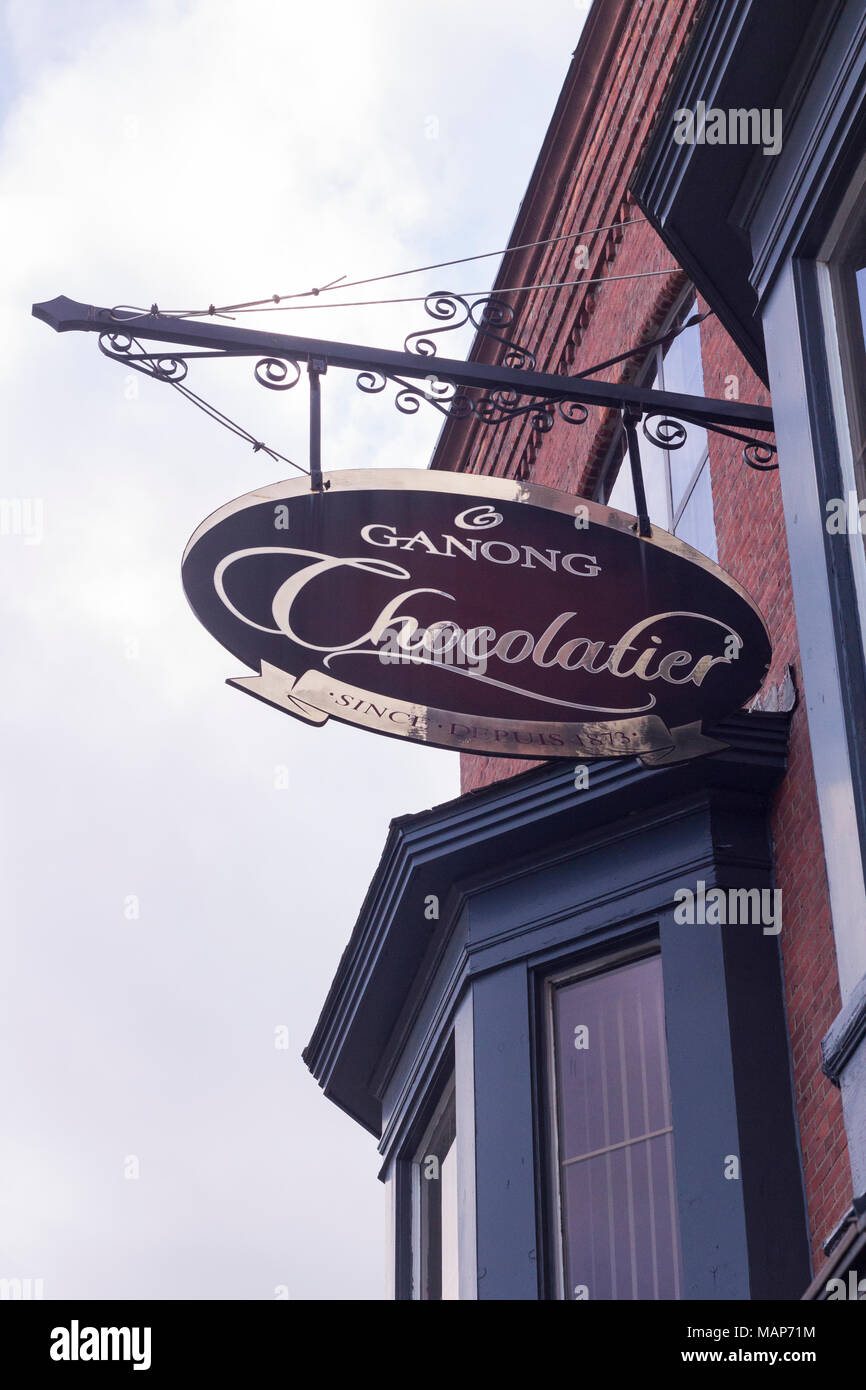 Ganong Chocolate shop and museum in St. Stephen, New Brunswick, Canada established in 1873 Stock Photo