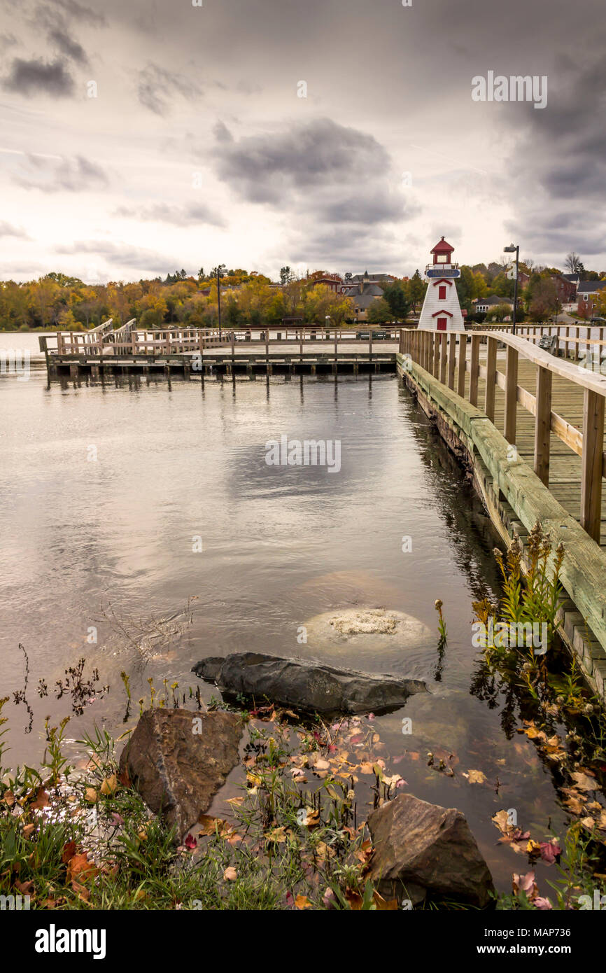 High tide on the St. Croix river at St. Stephen, New Brunswick, Canada Stock Photo