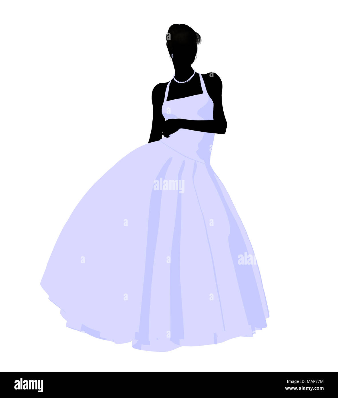 Woman in a wedding dress silhouette illustration on a white background ...