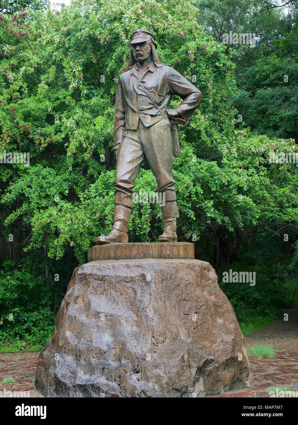 David Livingstone Memorial Statue, Victoria Falls, Zimbabwe Stock Photo
