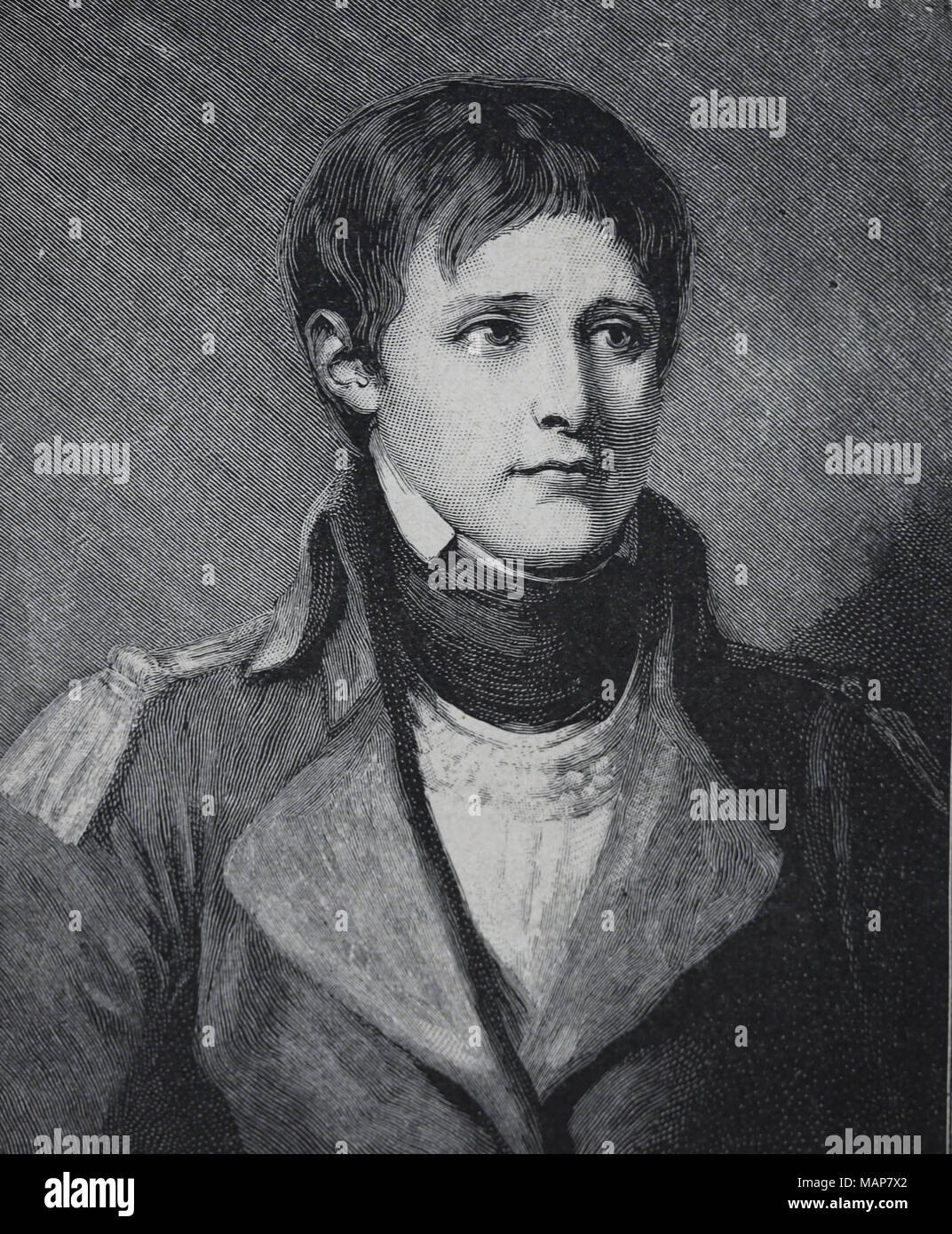 Napoleon Bonaparte (1769-1821). French statesman and military leader. Portrait. Engraving, 19th century. Stock Photo