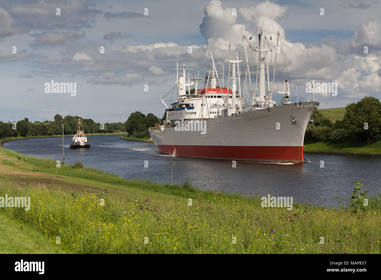 Kiel, Germany, Cap Cappuccino ship on the Kiel Canal Stock Photo