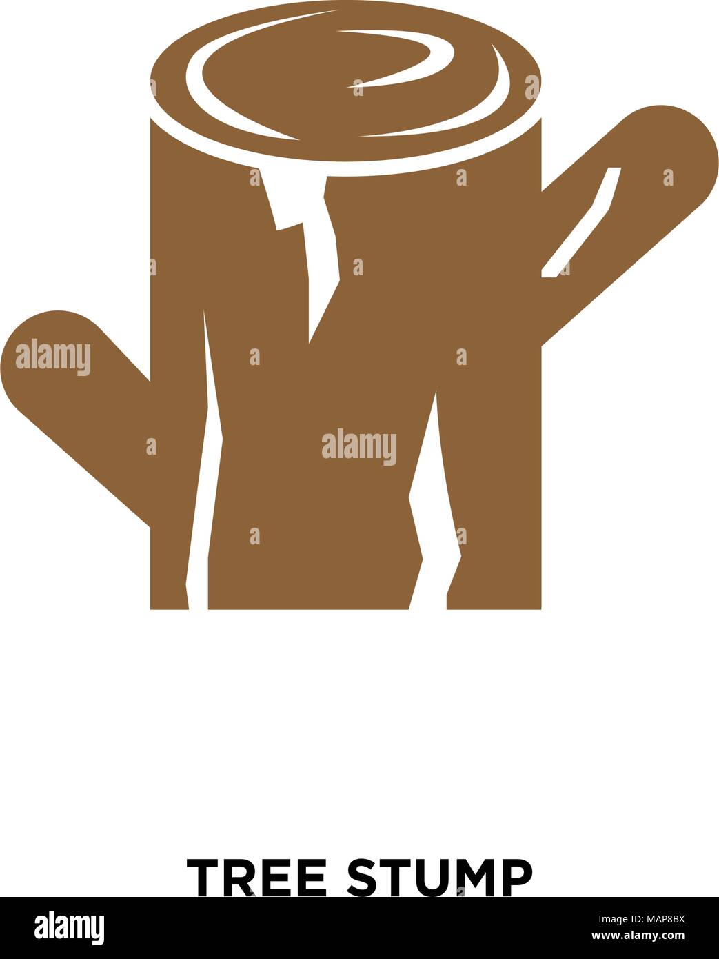 tree stump icon on white background, in brown, vector icon illustration ...