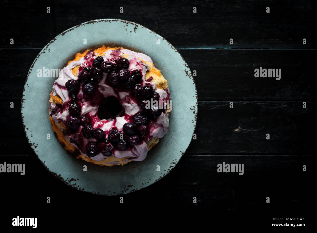 Blueberry Cake with whip cream Stock Photo - Alamy