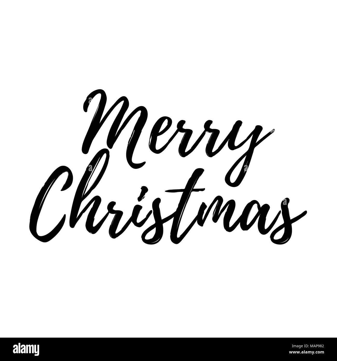 Merry Christmas card with calligraphy Merry Christmas. Template for