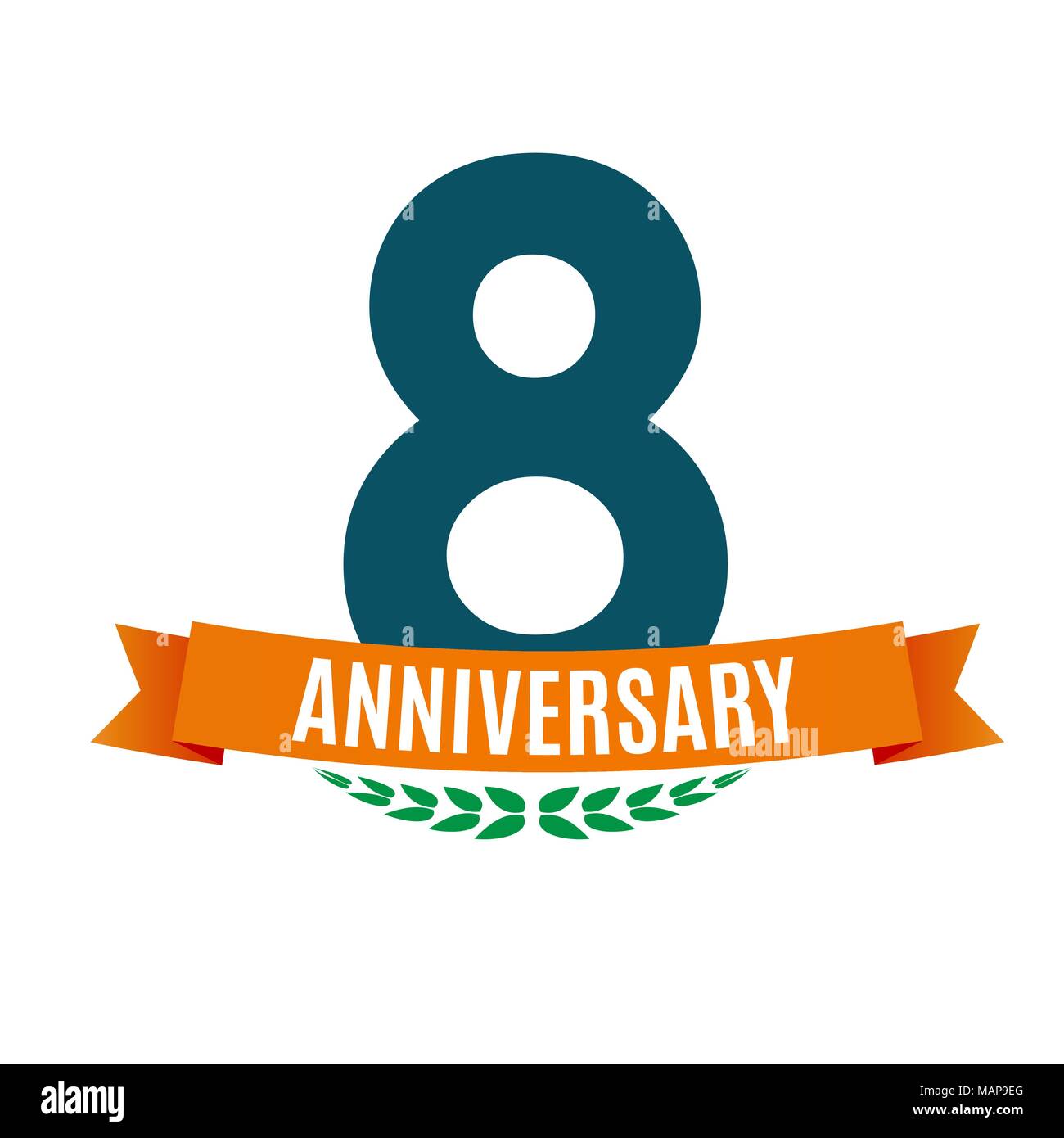 Template 8 Years Anniversary Background with Ribbon Vector Illustration Stock Vector