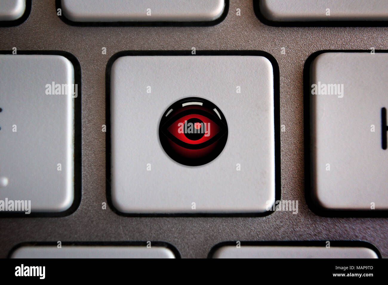 Image of eye icon on computer keyboard button Stock Photo