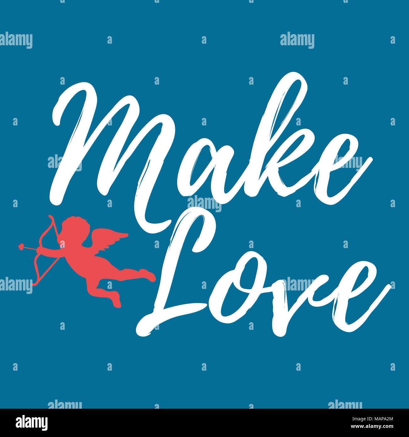 Make Love label. Font with Brush. Valentines day badges. Vector