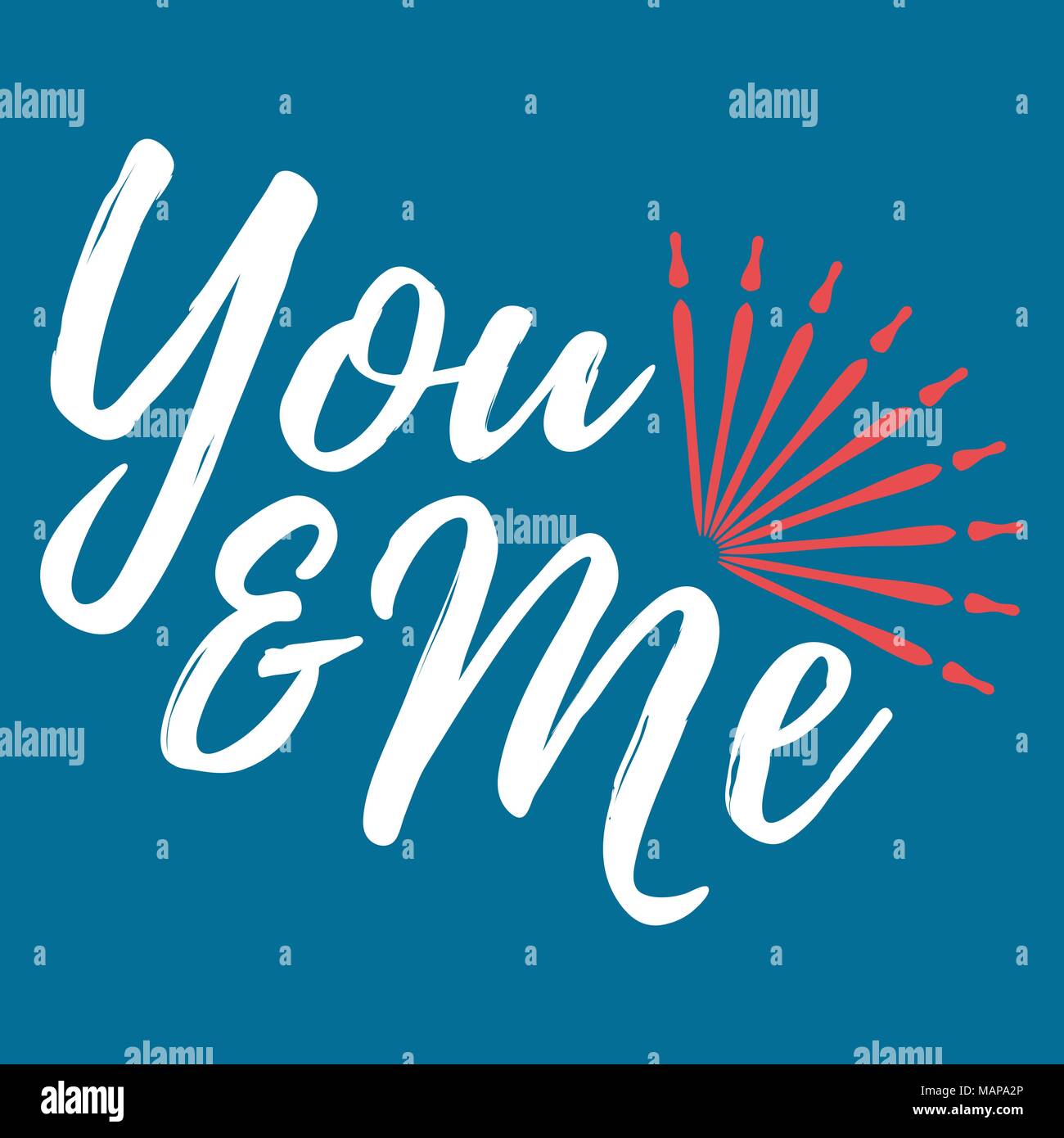 You and Me label. Font with Brush. Valentines day badges. Vector illustration icon Stock Vector