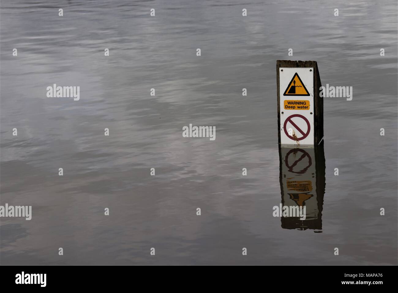 Flooding at Needham Lake, Suffolk UK Stock Photo