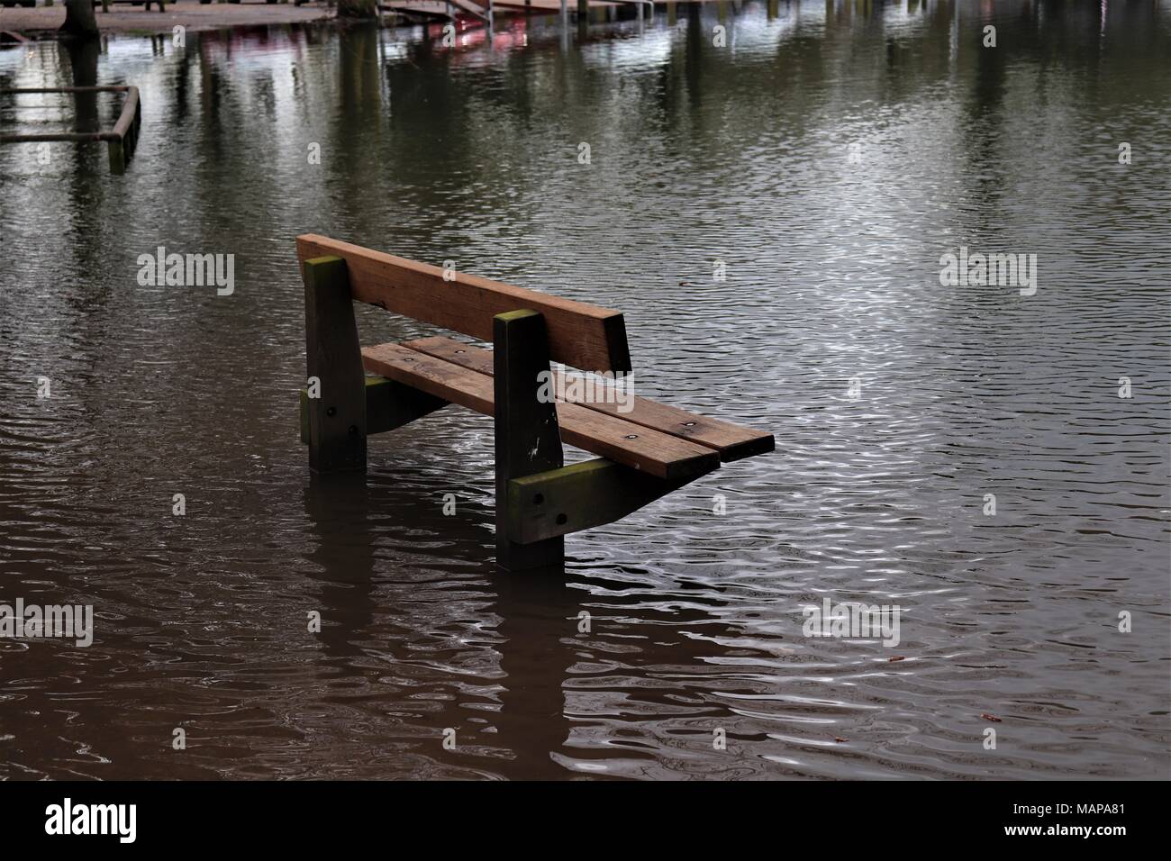 Flooding at Needham Lake, Suffolk UK Stock Photo