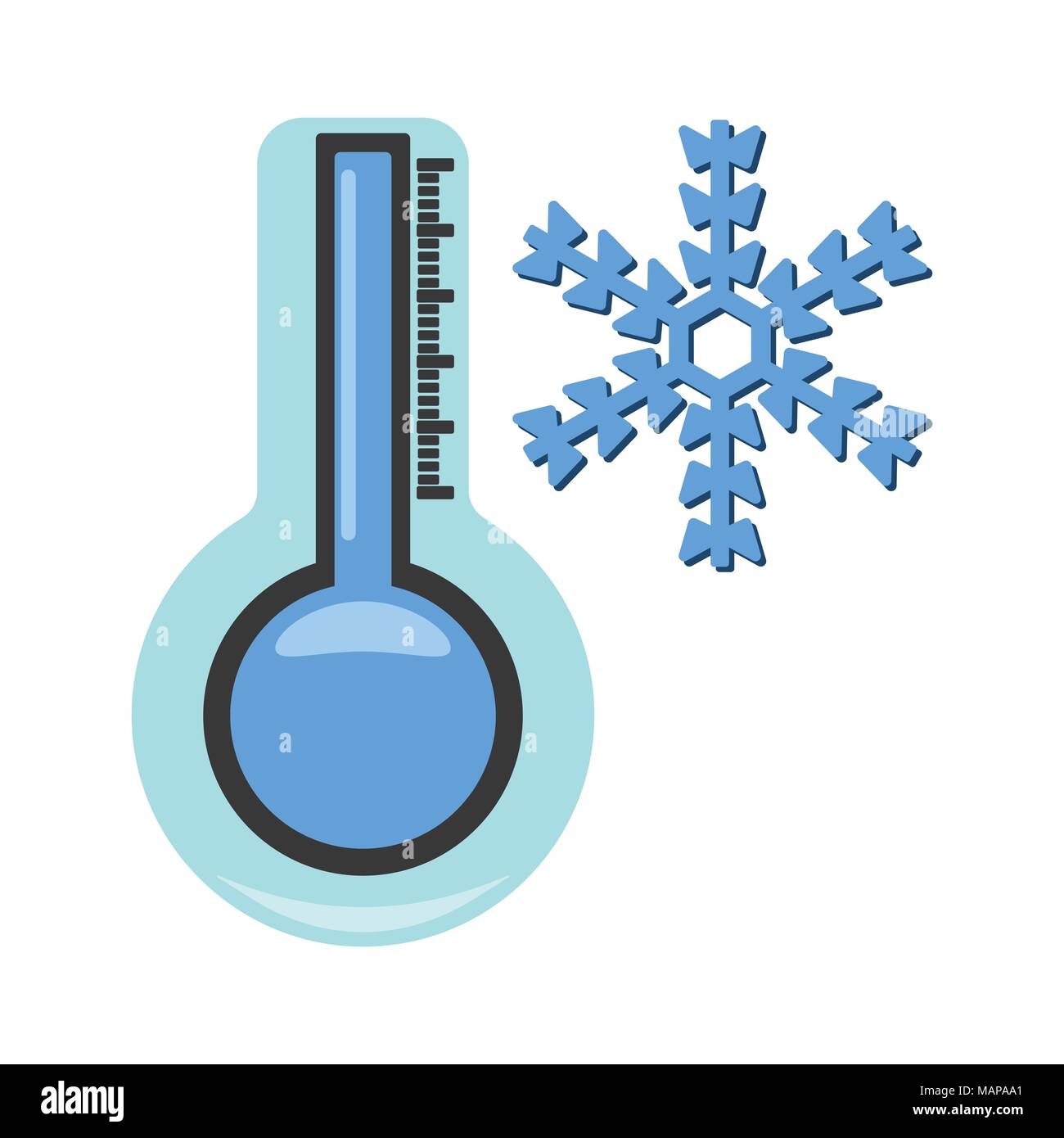 Thermometer with Cold Icon. Weather label for Web on white background ...