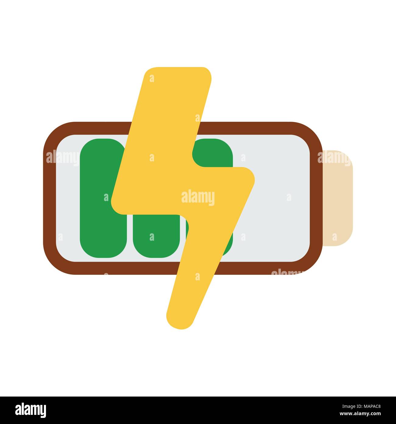 Battery Icon. Energy label for Web on white background. Flat Vector Illustration. Stock Vector