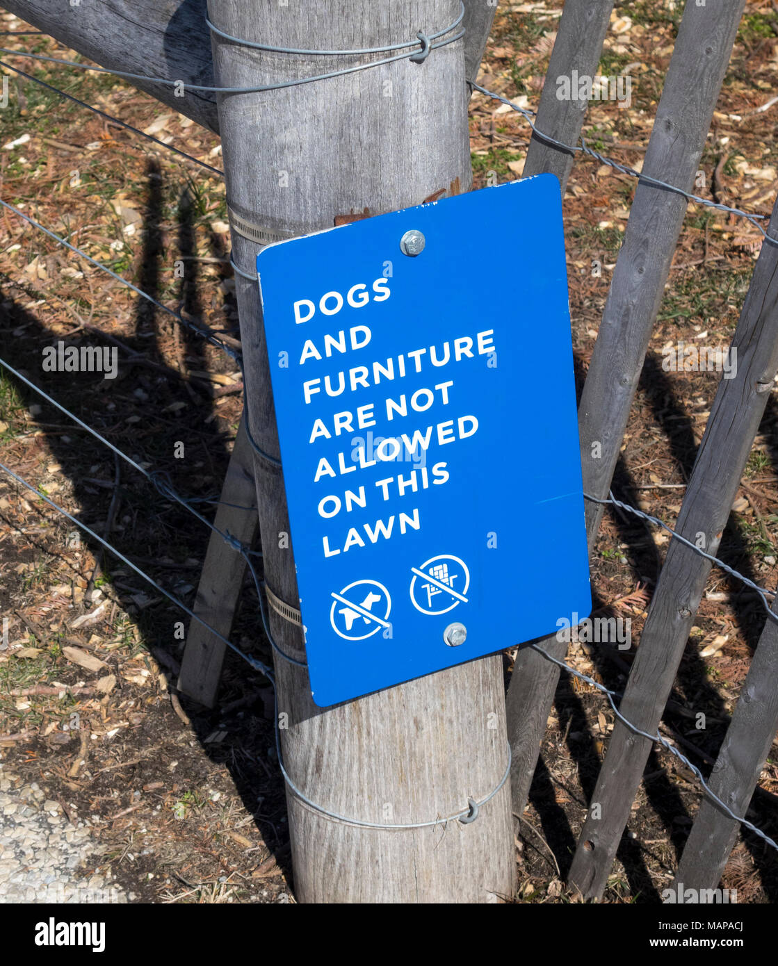 A warning sign in a New York City park Stock Photo