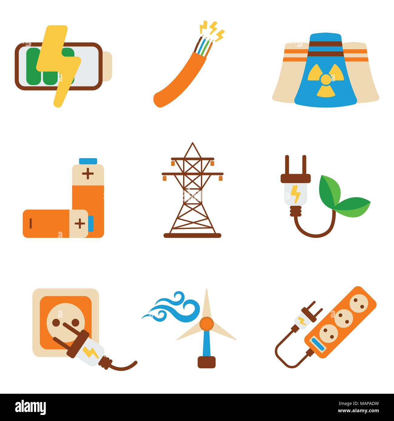 Set of Energy Icon. Energy label for Web on white background. Flat ...