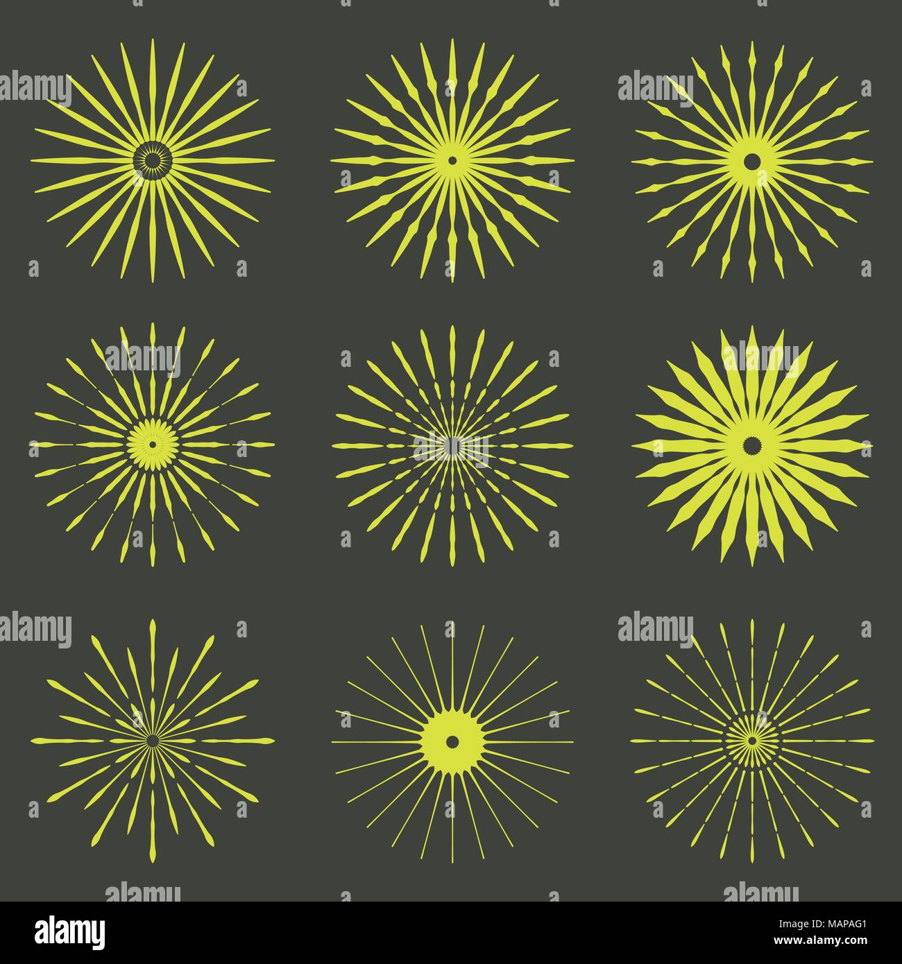 Big set of Retro Sun burst shapes. Vintage logo, labels, badges. Vector ...