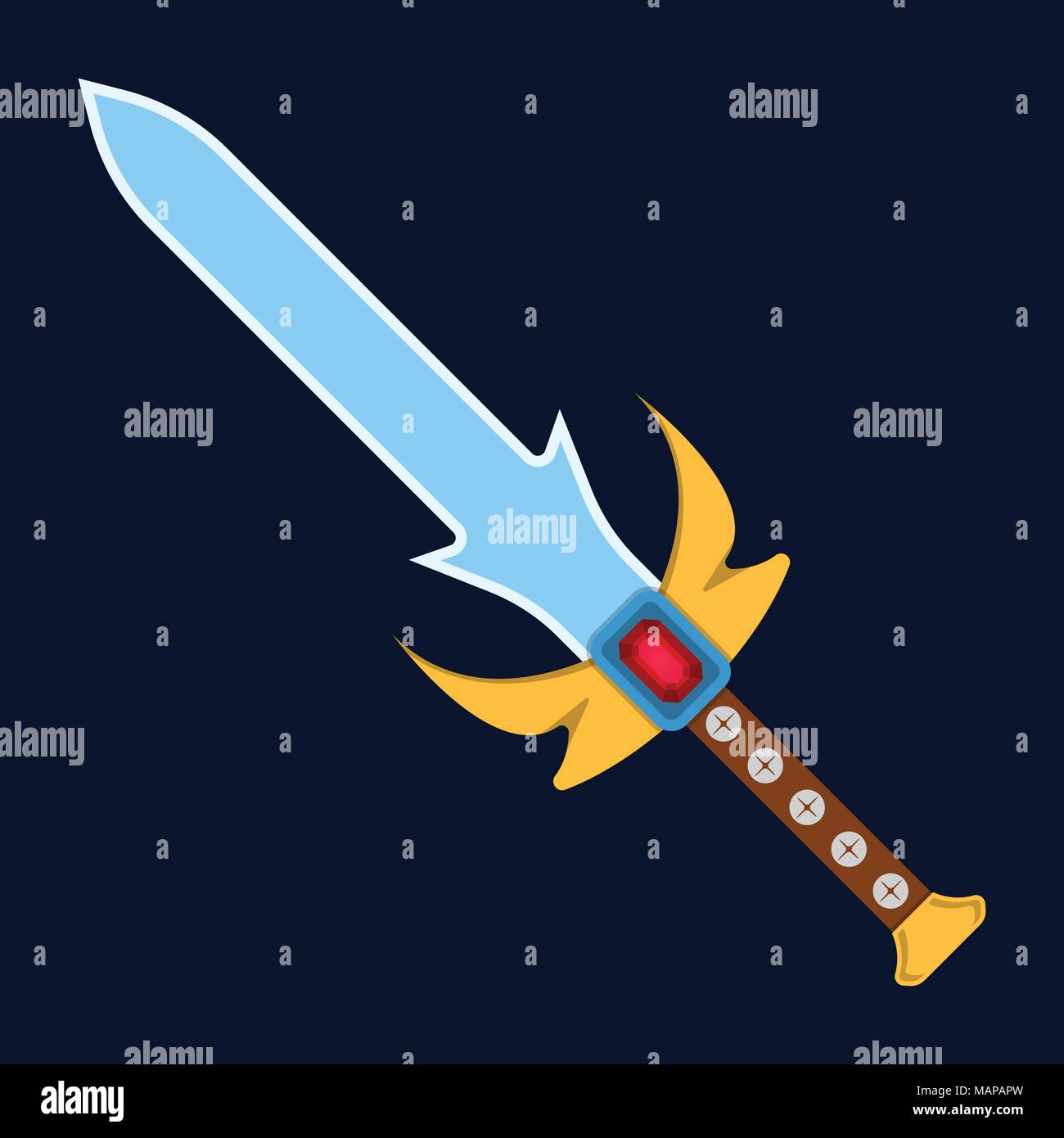 Sword icon. Label of fantasy and medieval weapon. Cartoon style. Vector ...