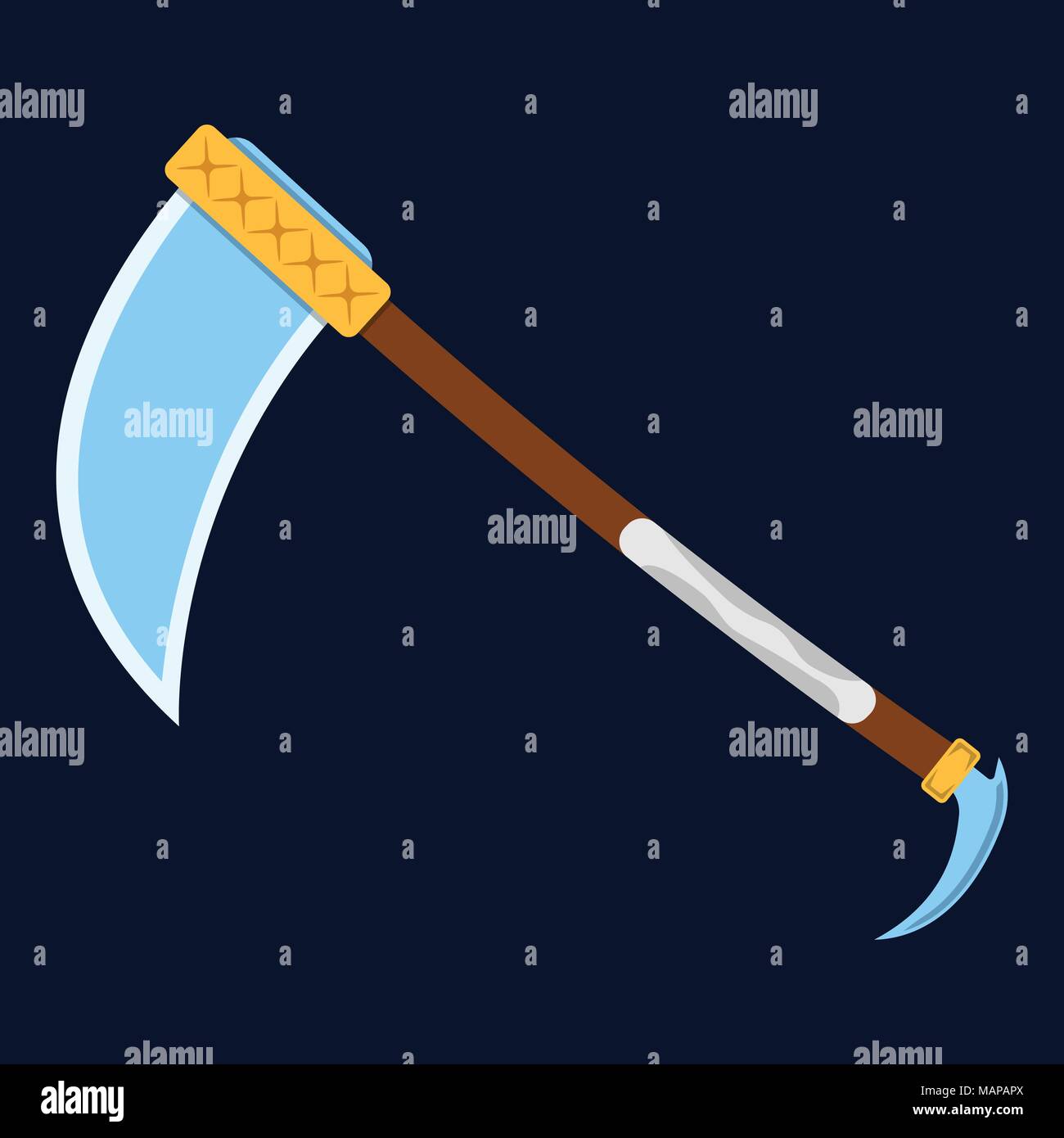 Axe icon. Label of fantasy and medieval weapon. Cartoon style. Vector