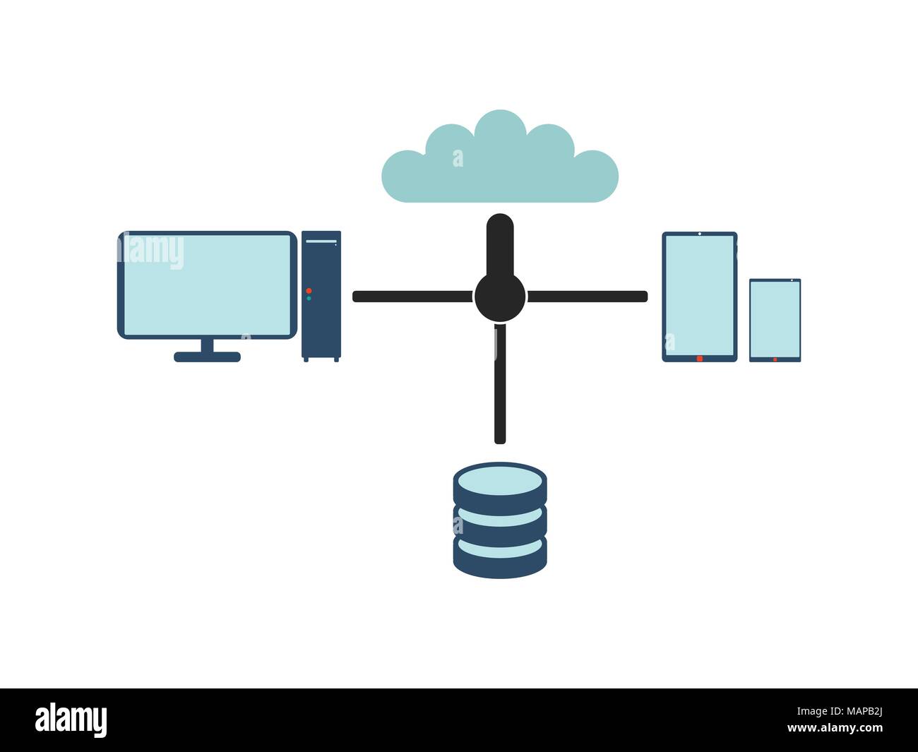 Computer Network. Flat Vector illustration on white background. Stock Vector