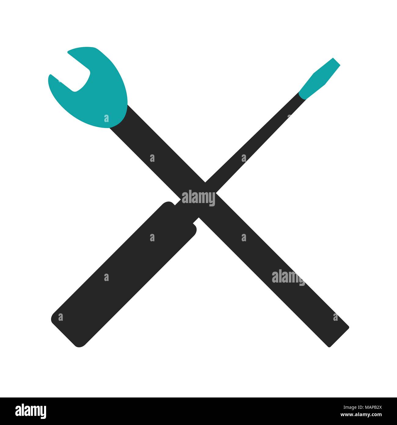 Screwdriver and Wrench icon. Flat Vector illustration on white background. Stock Vector