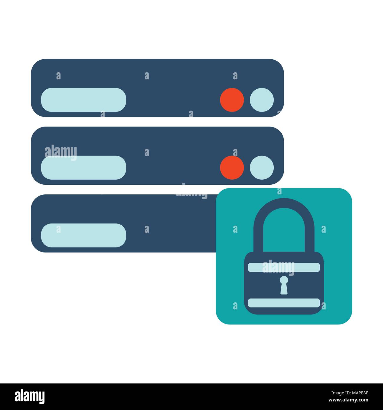 Database on protrect. Flat Vector illustration on white background. Stock Vector