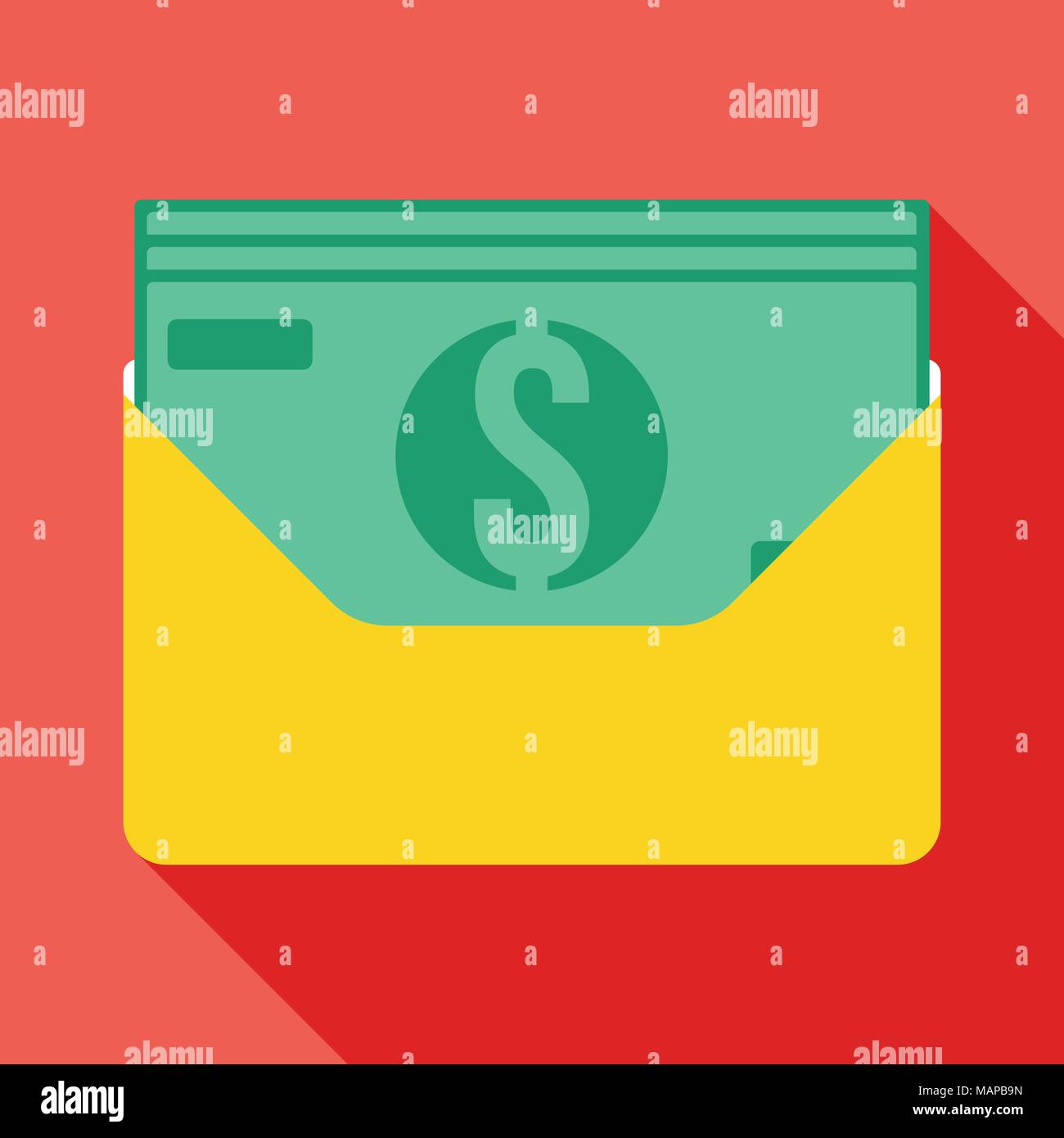 Money in an envelope icon. Business concept for web and ui design. Flat Vector illustration. Stock Vector