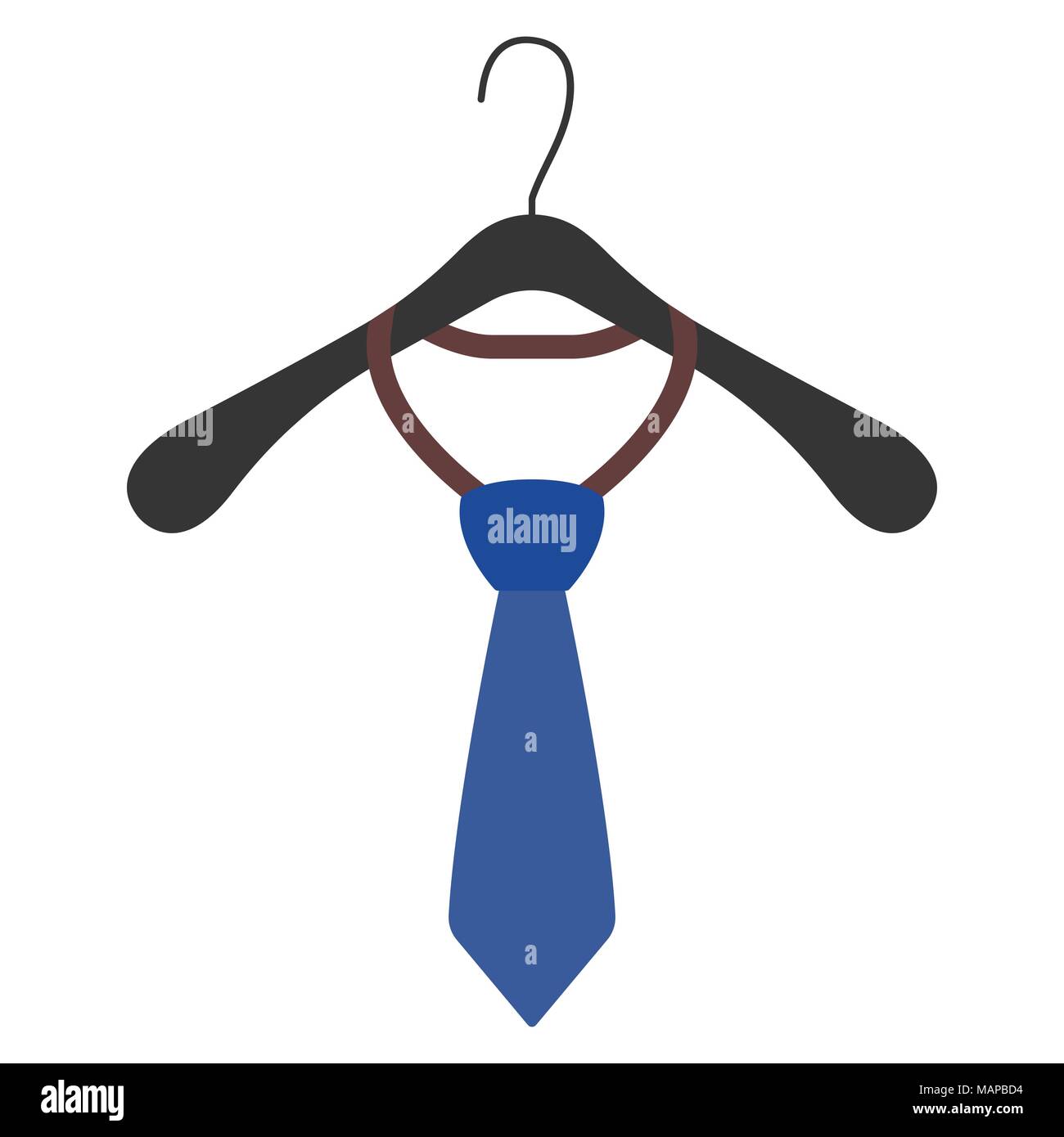 Clothes Hanger with tie icon and sign. Flat Vector Illustration. Stock Vector