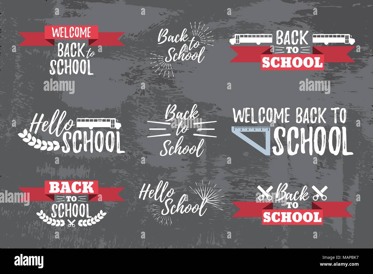 Set of School Typographic - Vintage Style Back to School. Vector ...