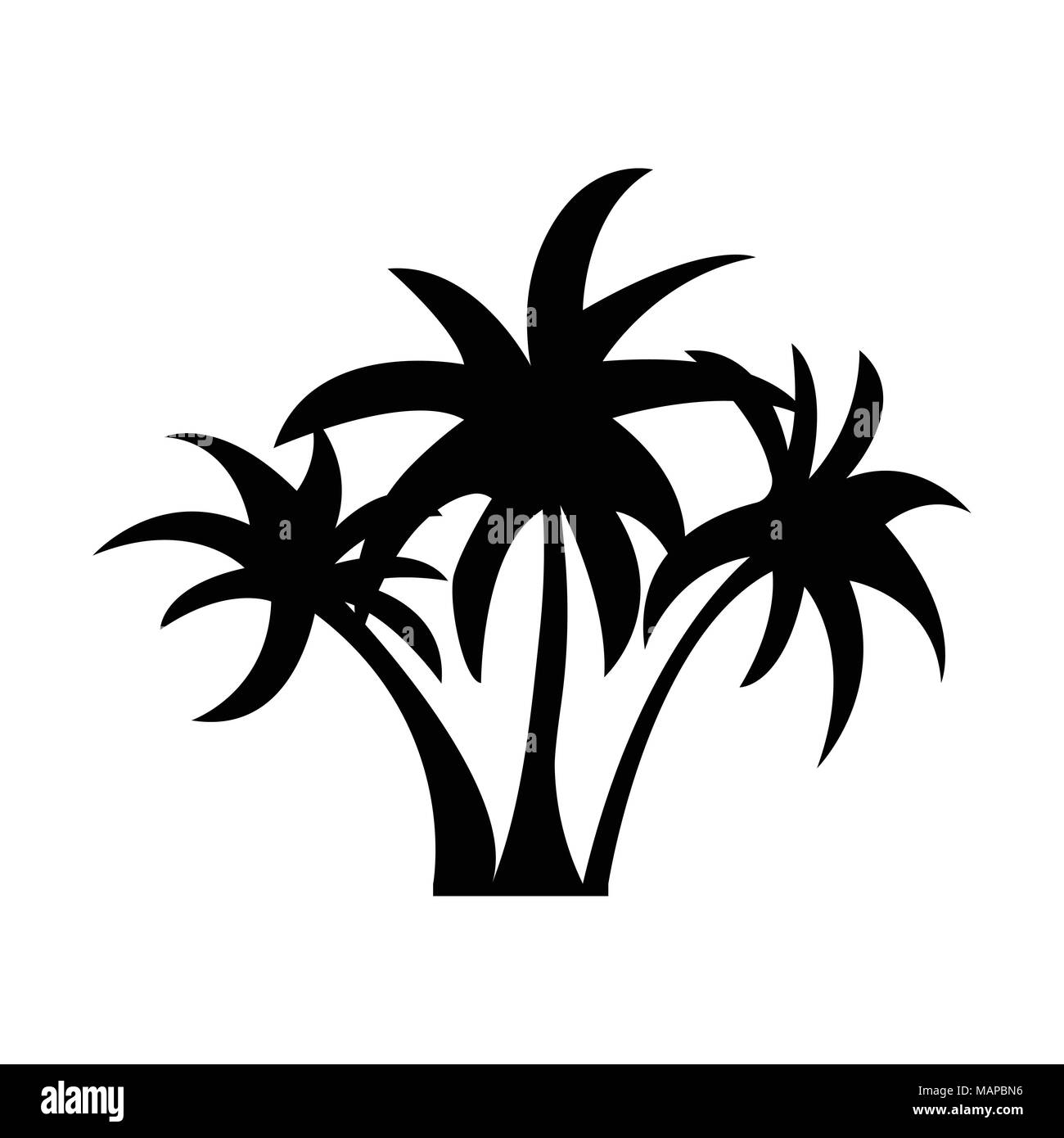 Palms flat icon set. Silhuette Vector illustration. Stock Vector
