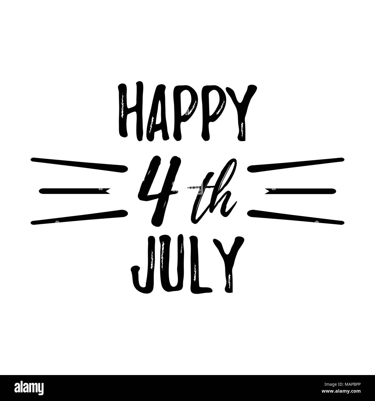 Happy 4 th July Greeting Card with Font. Vector illustration Stock