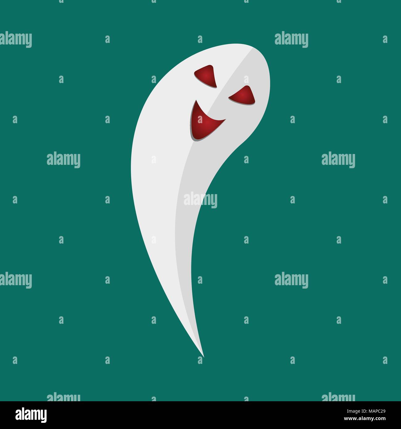 Ghost cartoon icon on green background. Vector illustration. Stock Vector