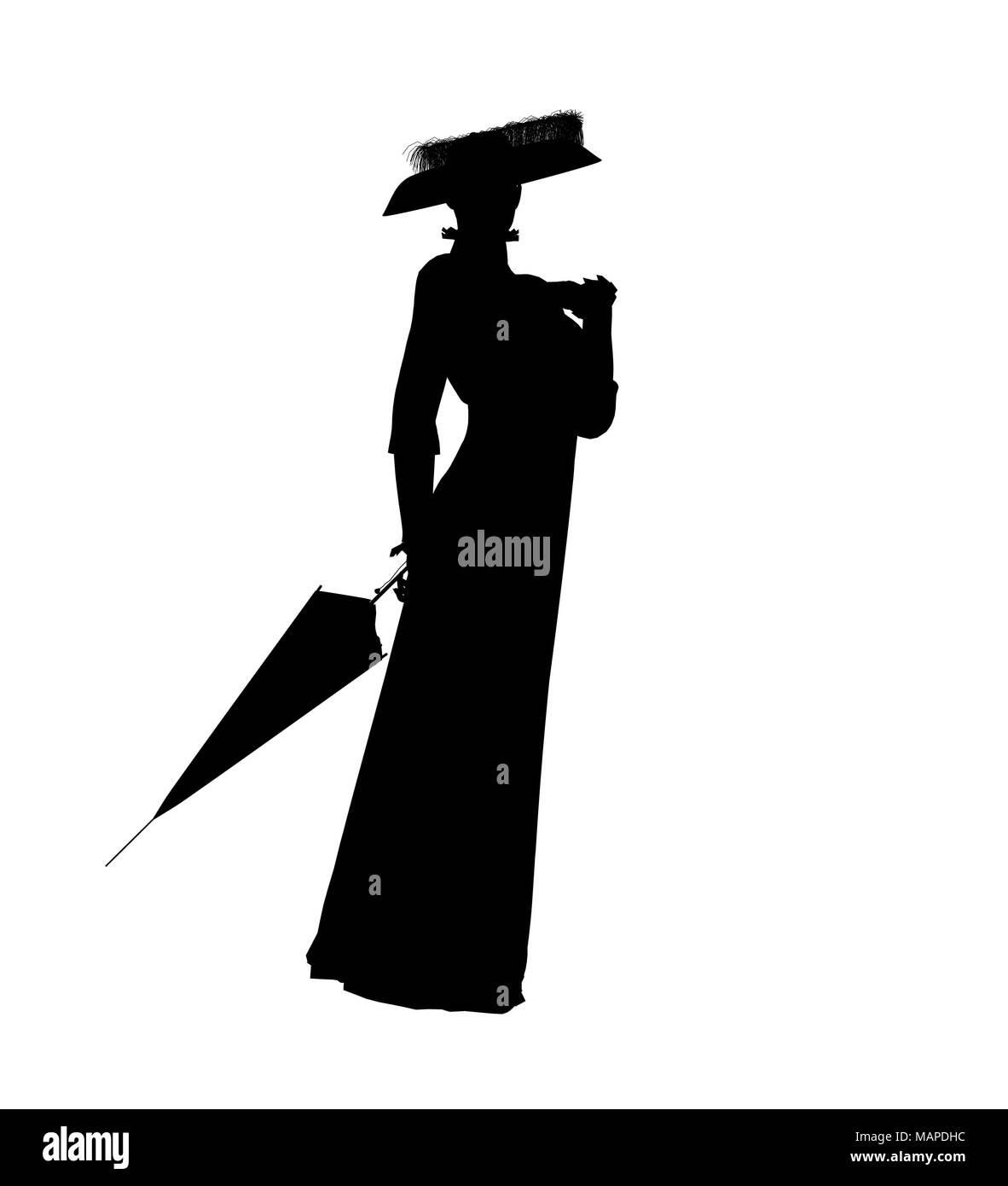 Female victorian art illustration silhouette on a white background ...