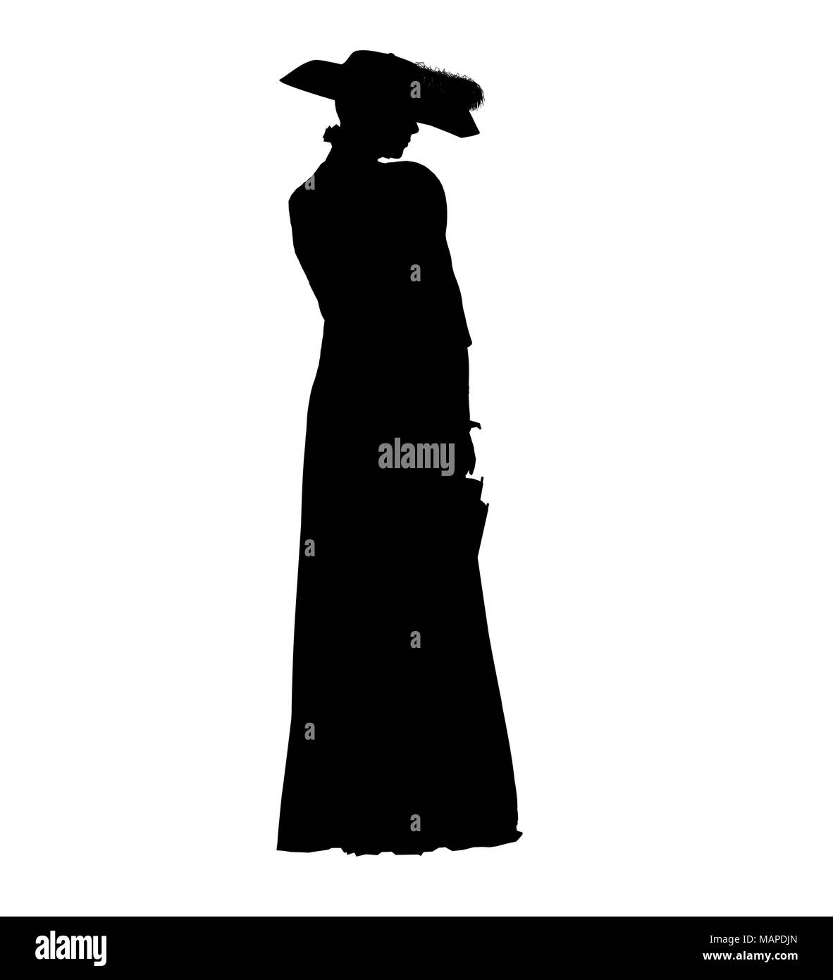Female victorian art illustration silhouette on a white background ...