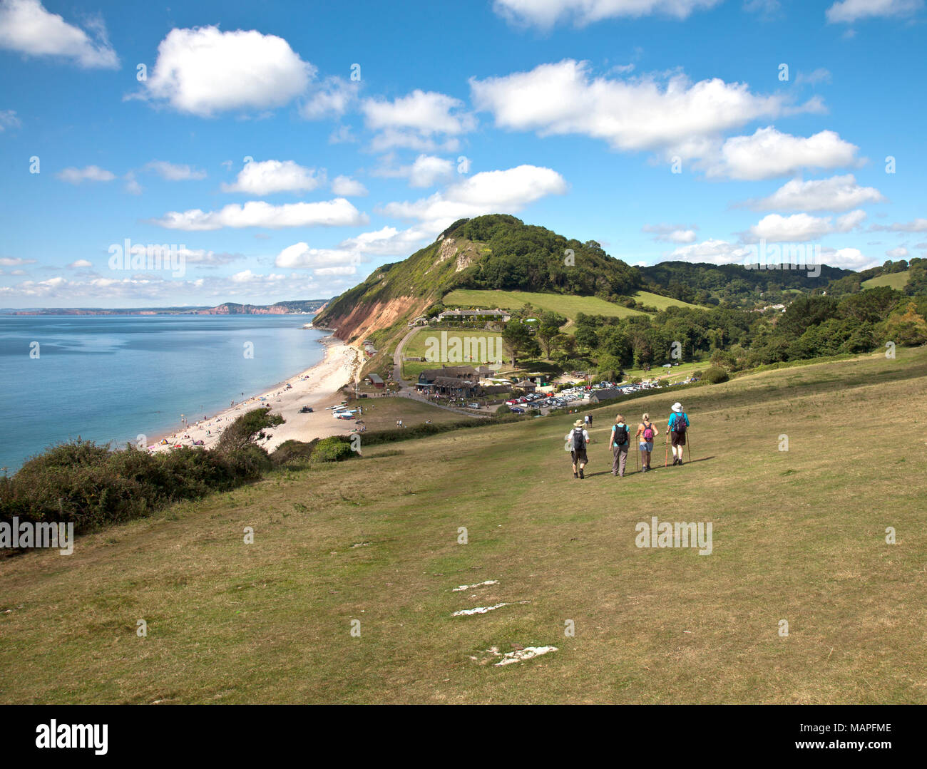 Part of the Jurassic Coast in East Devon, England, the seaside cliffs that surround the hamlet of Branscombe are owned by the National Trust and part  Stock Photo