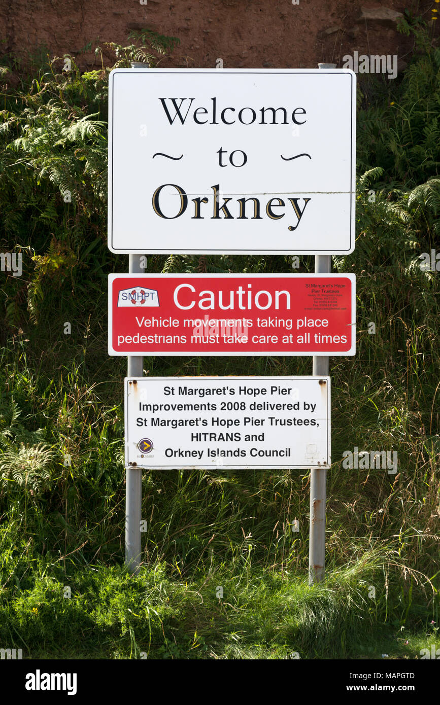 Welcome to Orkney Sign Stock Photo