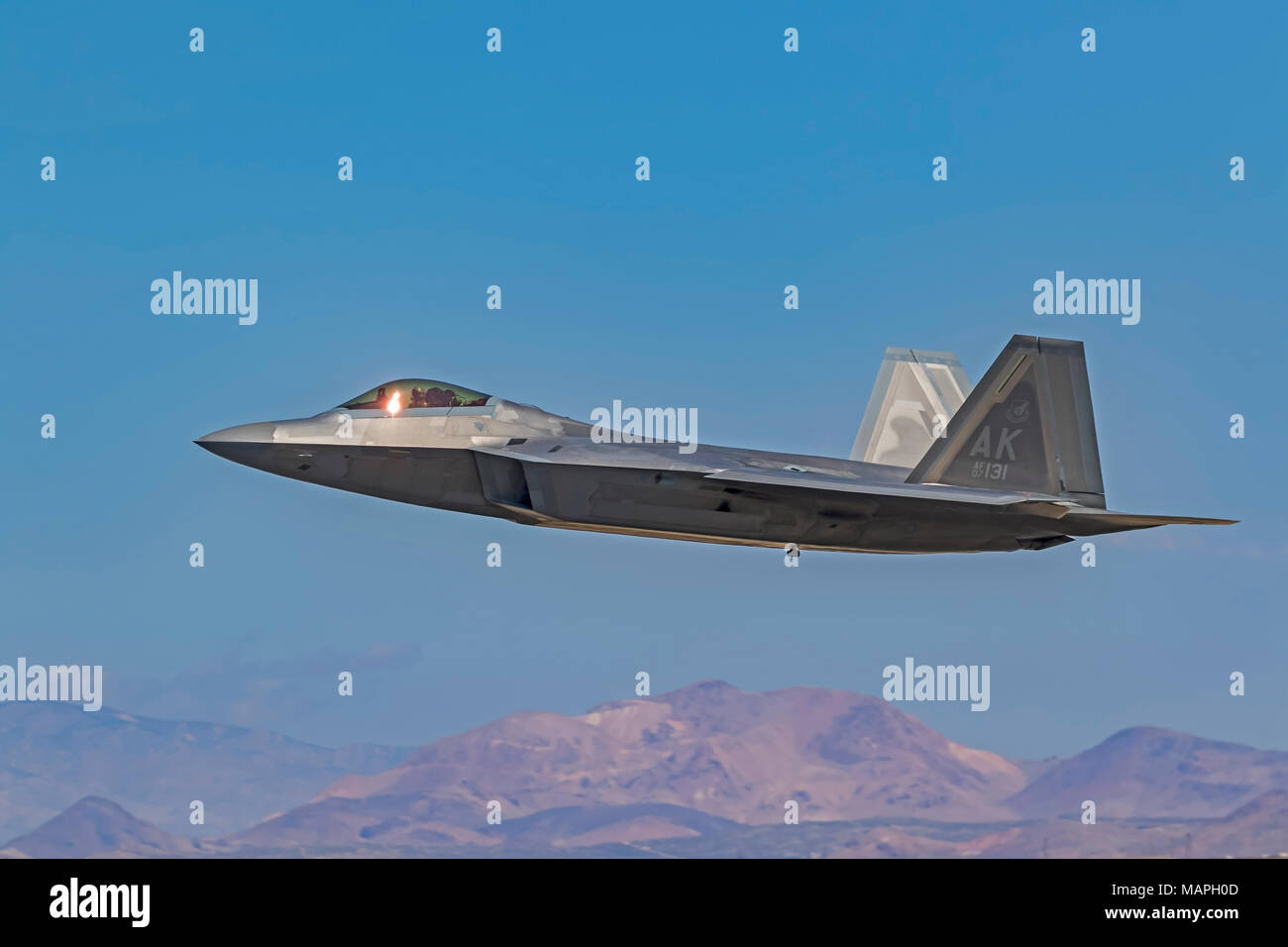 Airplane F-22 Raptor stealth jet fighter Stock Photo