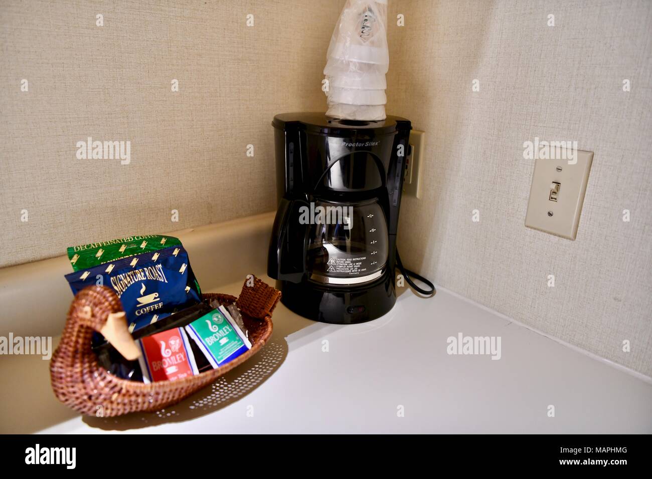 Hotel room coffee pot Stock Photo Alamy