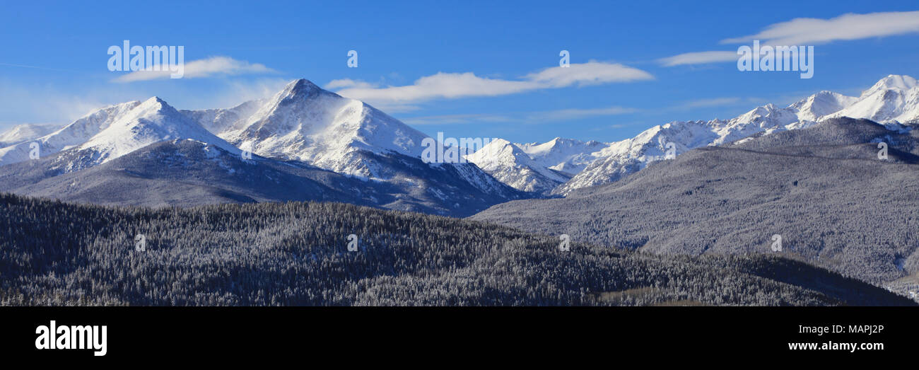Mount of the Holy Cross Wilderness from Vail ski resort covered in