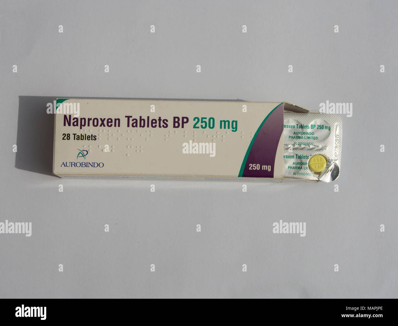 A box of NSAID medication Naproxen 250mg Stock Photo